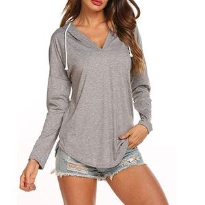 💈AIMEE Womens Casual Hooded V-Neck Top💈